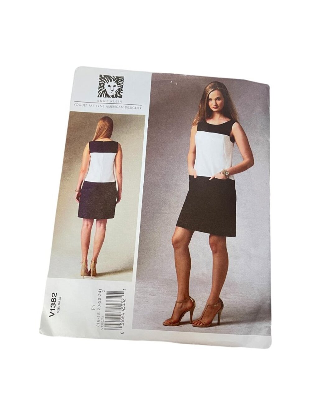 Vogue V1382 Anne Klein Dress Color Block Sz 16 18 20 22 24 Pattern Uncut